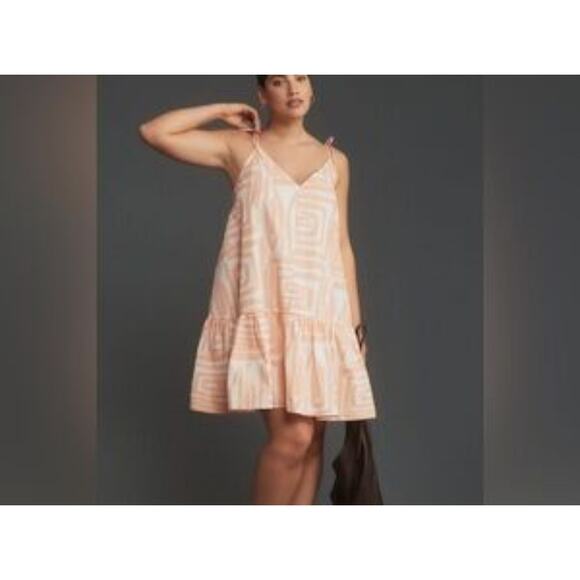 Anthropologie Maeve Peach Geo Line Design S NWT - Picture 2 of 5